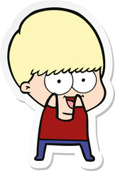 sticker of a happy cartoon boy