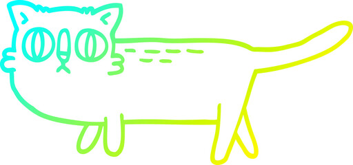 cold gradient line drawing cartoon funny cat