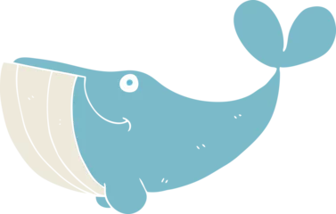Kussenhoes flat color illustration of a cartoon happy whale © lineartestpilot
