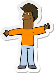 sticker of a cartoon happy man