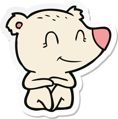 sticker of a smiling polar bear cartoon