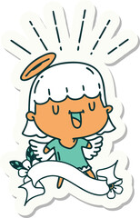 sticker of tattoo style singing angel