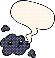 cute cartoon cloud and speech bubble in comic book style