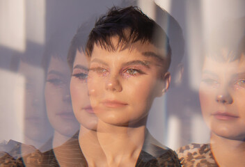 Surreal beauty portrait of androgynous model