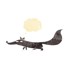 Obraz premium cartoon little fox with thought bubble