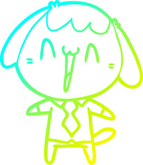 cold gradient line drawing cute cartoon dog