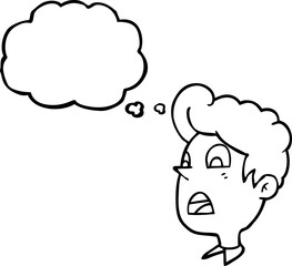 thought bubble cartoon shocked man