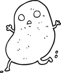 black and white cartoon potato running