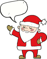 cartoon santa claus with speech bubble