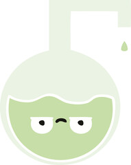 flat color retro cartoon science experiment