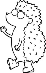 cute black and white cartoon hedgehog