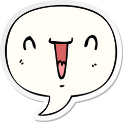 cute happy cartoon face and speech bubble sticker