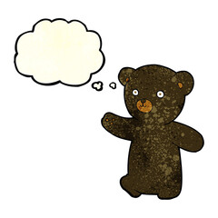 cartoon black bear cub with thought bubble