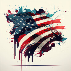 USA American Flag Splatter Paint USA Generative AI Art