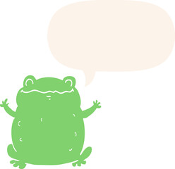 cartoon toad and speech bubble in retro style