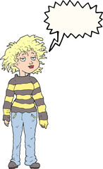 speech bubble cartoon chilled out girl