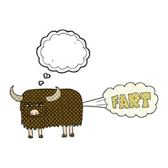 thought bubble cartoon hairy cow farting