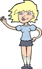 cartoon woman waving