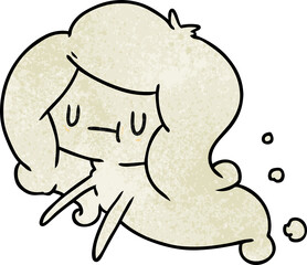 textured cartoon of a kawaii cute ghost