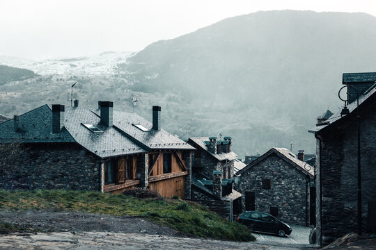 Snowy mountain village