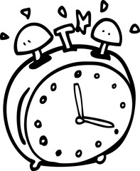 line drawing cartoon alram clock