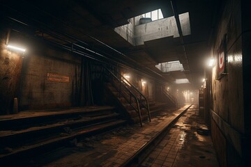 Obraz na płótnie Canvas 3d render of underground tunnel. Generative AI