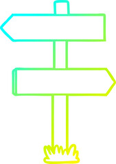 Fototapeta premium cold gradient line drawing cartoon sign post