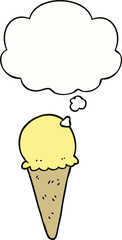 cartoon ice cream and thought bubble