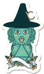 half orc mage with natural 20 dice roll sticker