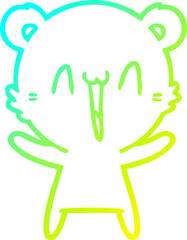 cold gradient line drawing happy bear cartoon