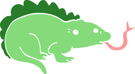 flat color style cartoon lizard
