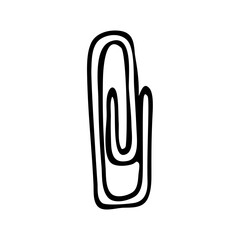 Stationery paper clip line art. Hand drawn doodle vector illustration.