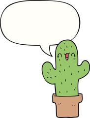 cartoon cactus and speech bubble