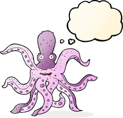 cartoon giant octopus with thought bubble