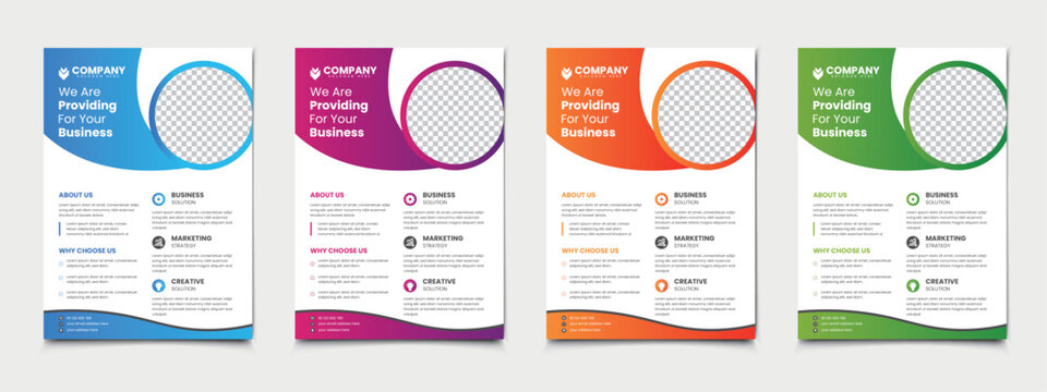 a bundle of 4 templates of a4 flyer, vector illustration template in A4 size, perfect for creative professional business, flyer in A4 template