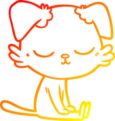 warm gradient line drawing cute cartoon dog