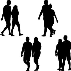 walking couple silhouettes - 593675576