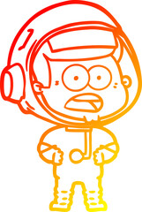 Fototapeta premium warm gradient line drawing cartoon surprised astronaut