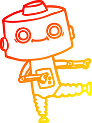 warm gradient line drawing cartoon robot