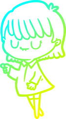 cold gradient line drawing cartoon woman