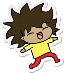 sticker cartoon of cute kawaii girl