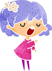 retro cartoon of a cute kawaii girl