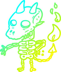 cold gradient line drawing spooky skeleton demon
