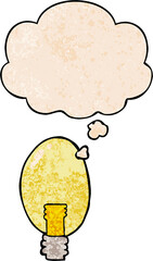 cartoon electric light and thought bubble in grunge texture pattern style