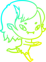 cold gradient line drawing cartoon friendly vampire girl running