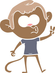 flat color style cartoon hooting monkey