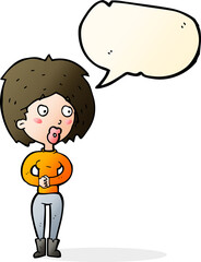 cartoon surprised woman with speech bubble