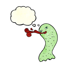 funny cartoon ghost with thought bubble