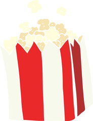 flat color illustration of a cartoon popcorn