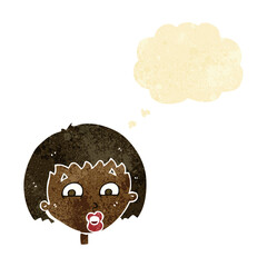 cartoon shocked expression  with thought bubble